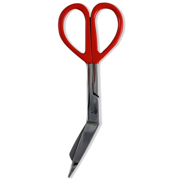 Red Rubber Teardrop Handle Bandage Scissor 