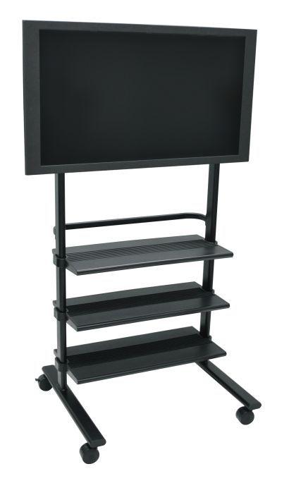 Black Universal LCD Flat Panel Stand with 3 Shelves