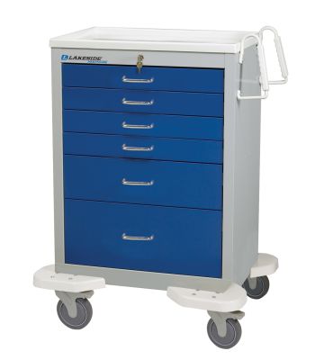 Classic 6-Drawer Anesthisa Carts with Push Button Lock