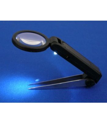 LED 4X Magnifier with Tweezers