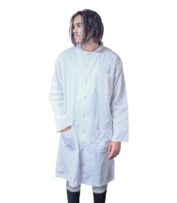 Unisex 100% Cotton Lab Coats with Snap Buttons