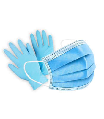 DR Instruments Disposable Face Mask and Nitrile Gloves - 5 Pack - Protective Kit