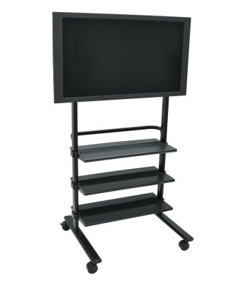 Black Universal LCD Flat Panel Stand with 3 Shelves